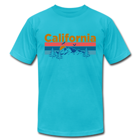California T-Shirt - Retro Mountain & Birds Unisex California T Shirt - turquoise