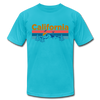 California T-Shirt - Retro Mountain & Birds Unisex California T Shirt - turquoise