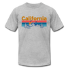 California T-Shirt - Retro Mountain & Birds Unisex California T Shirt - heather gray