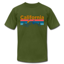 California T-Shirt - Retro Mountain & Birds Unisex California T Shirt - olive