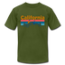 California T-Shirt - Retro Mountain & Birds Unisex California T Shirt - olive