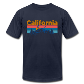 California T-Shirt - Retro Mountain & Birds Unisex California T Shirt - navy
