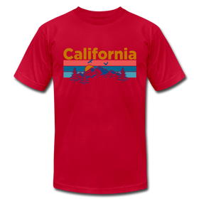 California T-Shirt - Retro Mountain & Birds Unisex California T Shirt - red