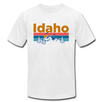 Idaho T-Shirt - Retro Mountain & Birds Unisex Idaho T Shirt - white