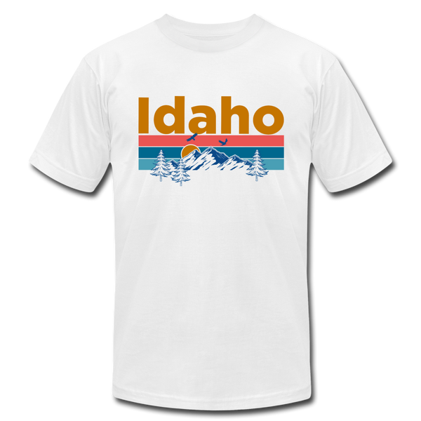 Idaho T-Shirt - Retro Mountain & Birds Unisex Idaho T Shirt - white