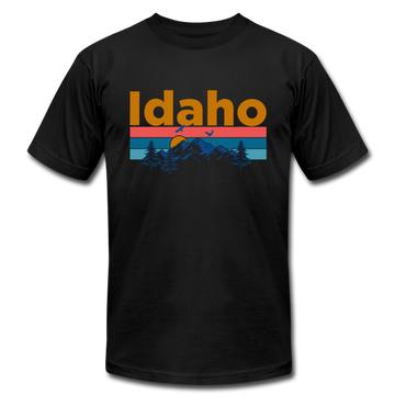 Idaho T-Shirt - Retro Mountain & Birds Unisex Idaho T Shirt - black