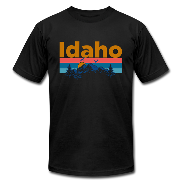 Idaho T-Shirt - Retro Mountain & Birds Unisex Idaho T Shirt - black