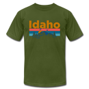 Idaho T-Shirt - Retro Mountain & Birds Unisex Idaho T Shirt - olive