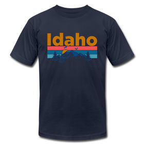 Idaho T-Shirt - Retro Mountain & Birds Unisex Idaho T Shirt - navy