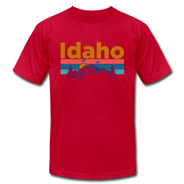 Idaho T-Shirt - Retro Mountain & Birds Unisex Idaho T Shirt - red