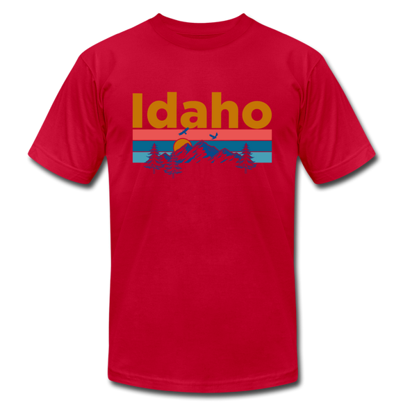 Idaho T-Shirt - Retro Mountain & Birds Unisex Idaho T Shirt - red