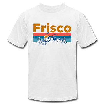Frisco, Colorado T-Shirt - Retro Mountain & Birds Unisex Frisco T Shirt - white
