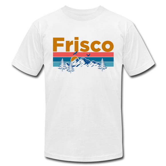 Frisco, Colorado T-Shirt - Retro Mountain & Birds Unisex Frisco T Shirt - white