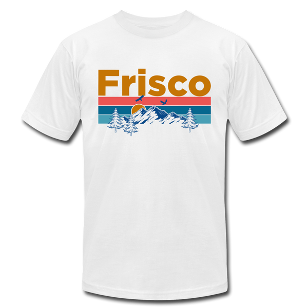 Frisco, Colorado T-Shirt - Retro Mountain & Birds Unisex Frisco T Shirt - white