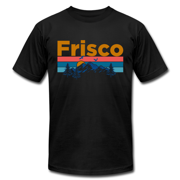 Frisco, Colorado T-Shirt - Retro Mountain & Birds Unisex Frisco T Shirt - black
