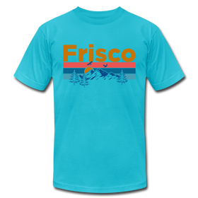 Frisco, Colorado T-Shirt - Retro Mountain & Birds Unisex Frisco T Shirt - turquoise