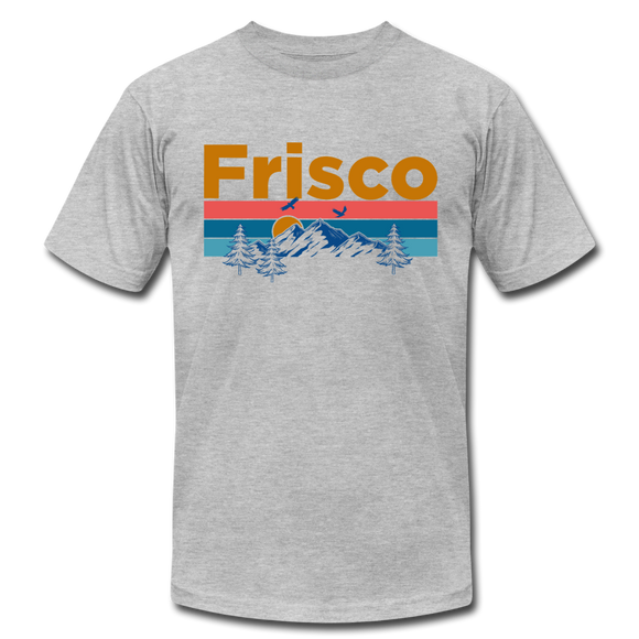 Frisco, Colorado T-Shirt - Retro Mountain & Birds Unisex Frisco T Shirt - heather gray