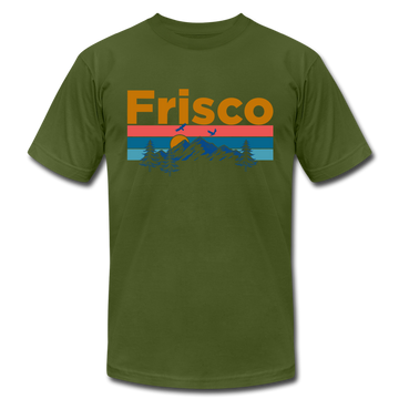 Frisco, Colorado T-Shirt - Retro Mountain & Birds Unisex Frisco T Shirt - olive