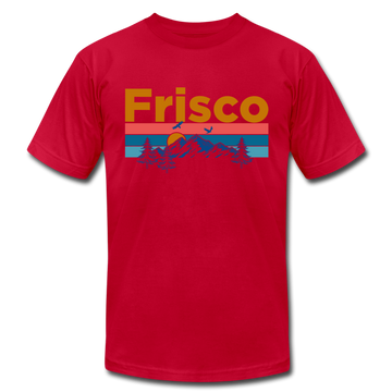 Frisco, Colorado T-Shirt - Retro Mountain & Birds Unisex Frisco T Shirt - red