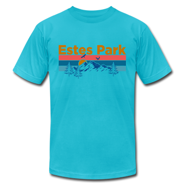Estes Park, Colorado T-Shirt - Retro Mountain & Birds Unisex Estes Park T Shirt - turquoise