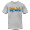 Estes Park, Colorado T-Shirt - Retro Mountain & Birds Unisex Estes Park T Shirt - heather gray