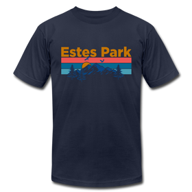 Estes Park, Colorado T-Shirt - Retro Mountain & Birds Unisex Estes Park T Shirt - navy