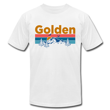 Golden, Colorado T-Shirt - Retro Mountain & Birds Unisex Golden T Shirt - white