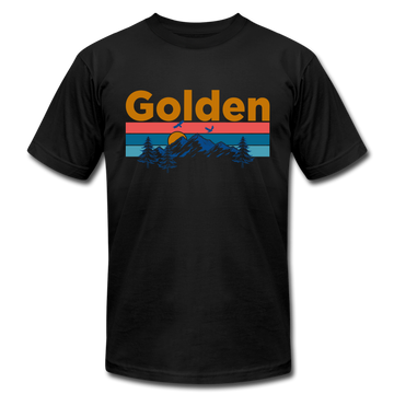 Golden, Colorado T-Shirt - Retro Mountain & Birds Unisex Golden T Shirt - black