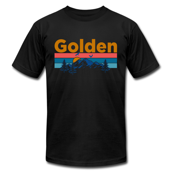 Golden, Colorado T-Shirt - Retro Mountain & Birds Unisex Golden T Shirt - black