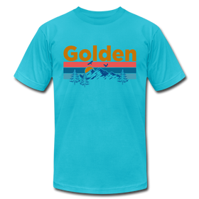 Golden, Colorado T-Shirt - Retro Mountain & Birds Unisex Golden T Shirt - turquoise