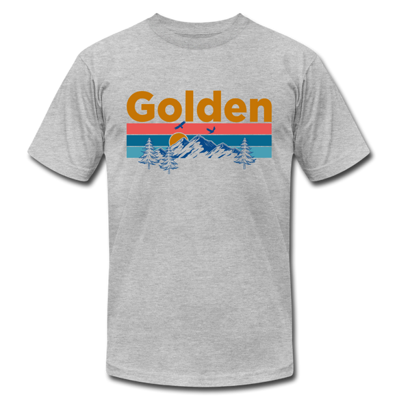 Golden, Colorado T-Shirt - Retro Mountain & Birds Unisex Golden T Shirt - heather gray