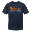 Golden, Colorado T-Shirt - Retro Mountain & Birds Unisex Golden T Shirt - navy