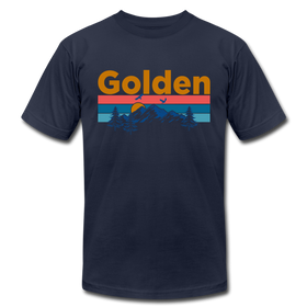 Golden, Colorado T-Shirt - Retro Mountain & Birds Unisex Golden T Shirt - navy