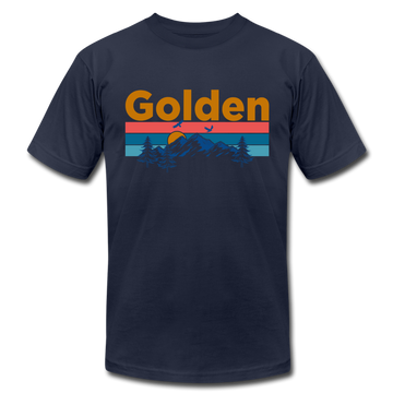 Golden, Colorado T-Shirt - Retro Mountain & Birds Unisex Golden T Shirt - navy