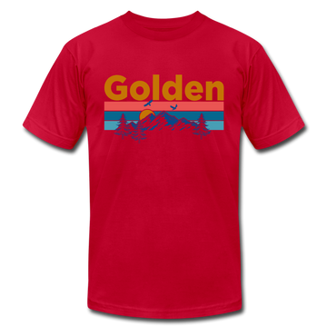 Golden, Colorado T-Shirt - Retro Mountain & Birds Unisex Golden T Shirt - red