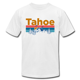 Lake Tahoe, California T-Shirt - Retro Mountain & Birds Unisex Lake Tahoe T Shirt - white