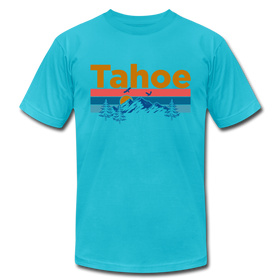 Lake Tahoe, California T-Shirt - Retro Mountain & Birds Unisex Lake Tahoe T Shirt - turquoise