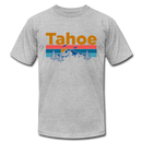 Lake Tahoe, California T-Shirt - Retro Mountain & Birds Unisex Lake Tahoe T Shirt - heather gray