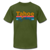 Lake Tahoe, California T-Shirt - Retro Mountain & Birds Unisex Lake Tahoe T Shirt - olive