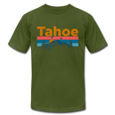 Lake Tahoe, California T-Shirt - Retro Mountain & Birds Unisex Lake Tahoe T Shirt - olive