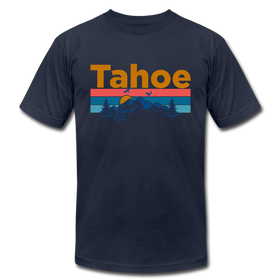 Lake Tahoe, California T-Shirt - Retro Mountain & Birds Unisex Lake Tahoe T Shirt - navy