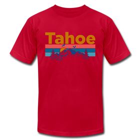 Lake Tahoe, California T-Shirt - Retro Mountain & Birds Unisex Lake Tahoe T Shirt - red