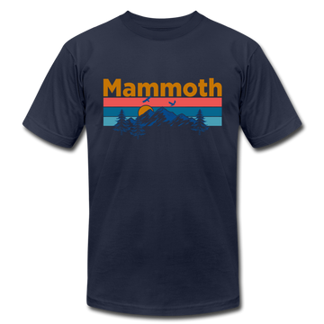 Mammoth, California T-Shirt - Retro Mountain & Birds Unisex Mammoth T Shirt - navy