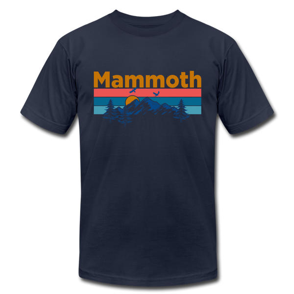 Mammoth, California T-Shirt - Retro Mountain & Birds Unisex Mammoth T Shirt - navy