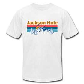 Jackson Hole, Wyoming T-Shirt - Retro Mountain & Birds Unisex Jackson Hole T Shirt - white