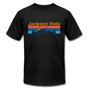 Jackson Hole, Wyoming T-Shirt - Retro Mountain & Birds Unisex Jackson Hole T Shirt - black