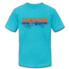 Jackson Hole, Wyoming T-Shirt - Retro Mountain & Birds Unisex Jackson Hole T Shirt - turquoise
