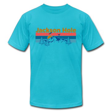 Jackson Hole, Wyoming T-Shirt - Retro Mountain & Birds Unisex Jackson Hole T Shirt - turquoise