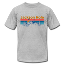 Jackson Hole, Wyoming T-Shirt - Retro Mountain & Birds Unisex Jackson Hole T Shirt - heather gray