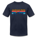 Jackson Hole, Wyoming T-Shirt - Retro Mountain & Birds Unisex Jackson Hole T Shirt - navy